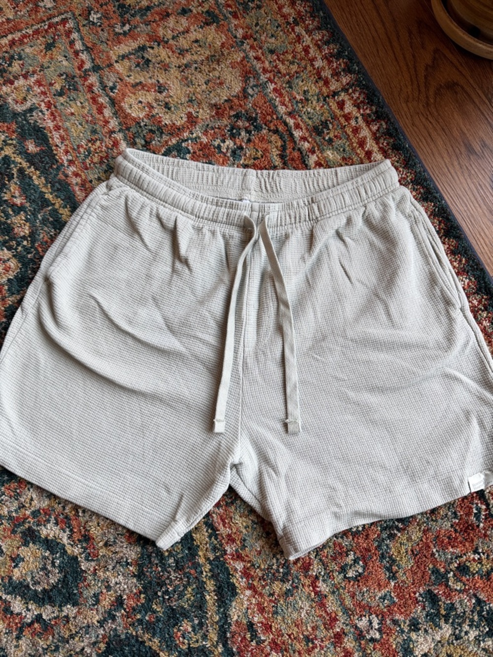 Zara green  Waffle-Knit Drawstring Shorts